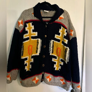 Vintage 90’s Inka’s World size Large 100% Wool Handmade in Ecuador Cardigan